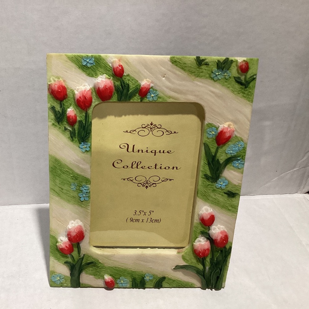 Red tulip flowers picture frame